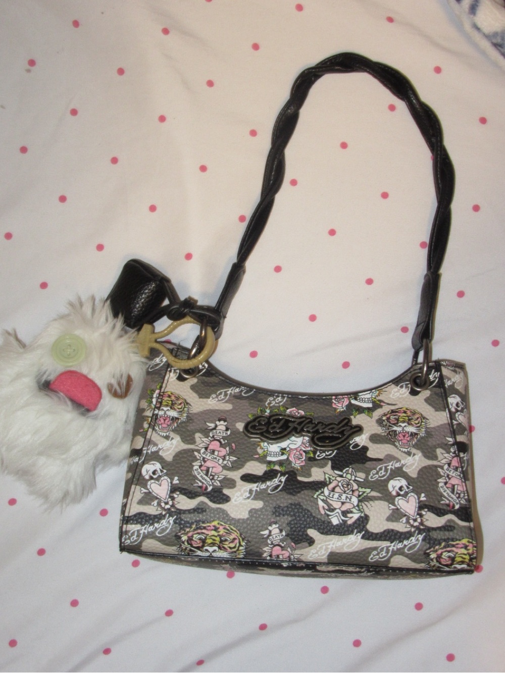 ED Hardy Pink Camo Skull Purse